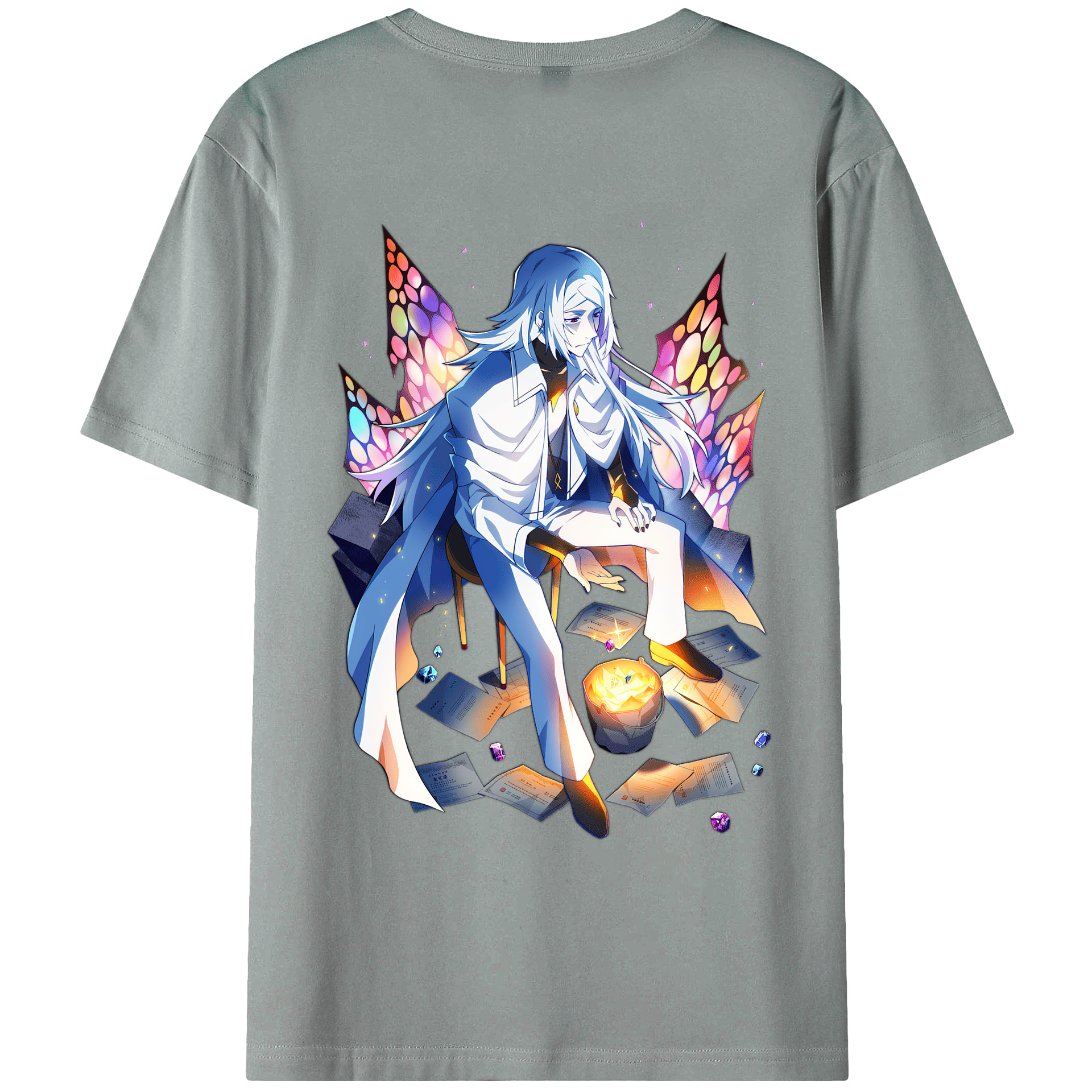（画像用） 文豪ストレイドッグス Bungo Stray Dogs 綿100％ メンズ半袖Tシャツ（バックプリント） 通気性